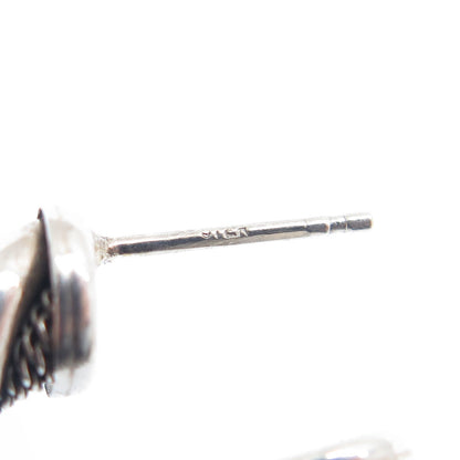 925 Sterling Silver Vintage Twisted Mesh Hoop Oxidized Earrings