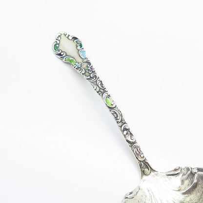 925 Sterling Silver Antique 1895 Campbell Metcalf Geneva Enamel Ladle