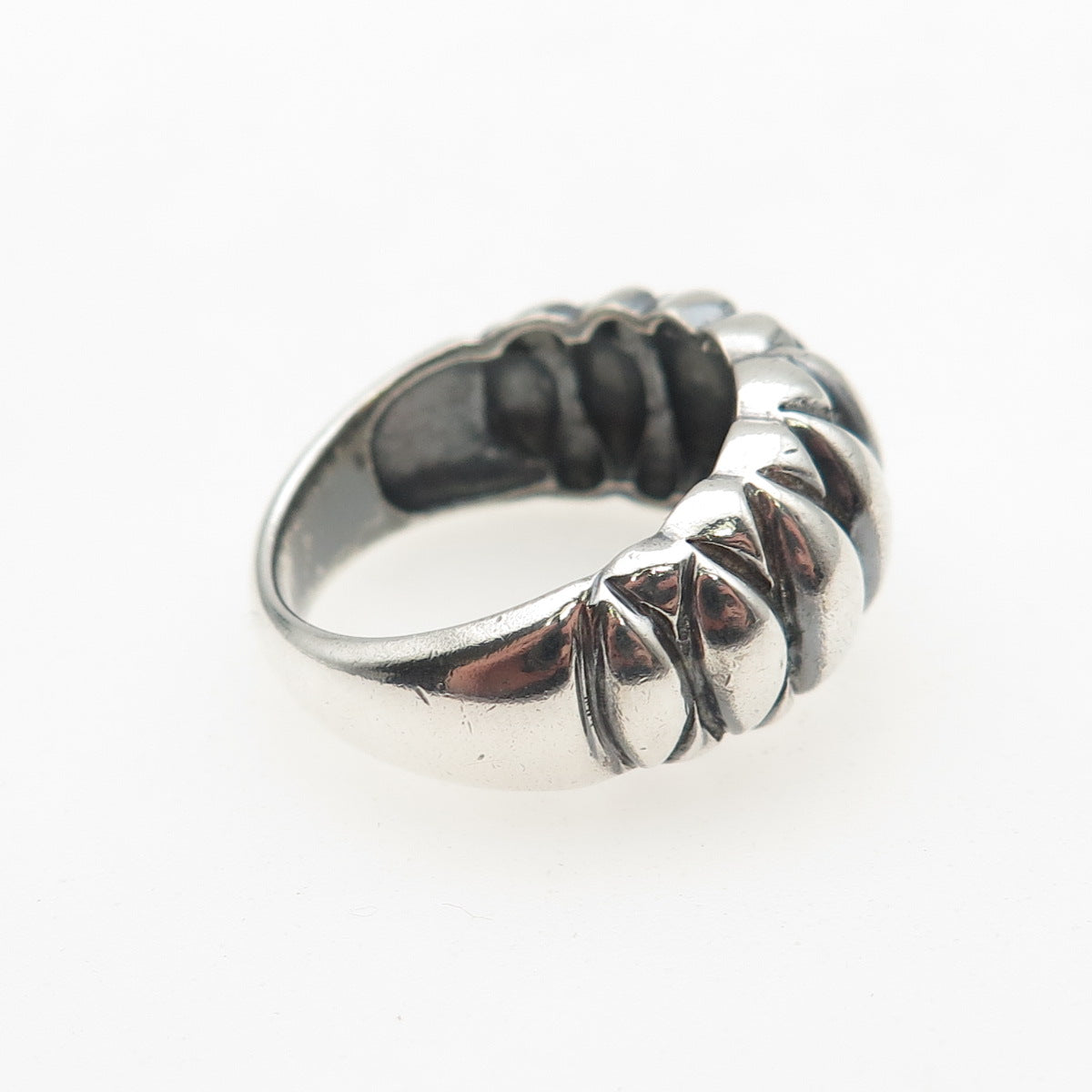 925 Sterling Silver Vintage Modernist Marquise-Shape Oxidized Ring Size 7