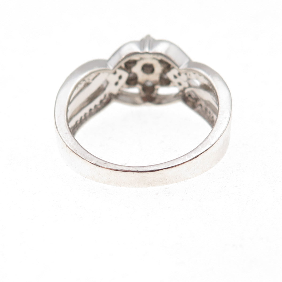 SK9 Allure Gems 925 Sterling Silver Real Diamond Floral Ring Size 7.25