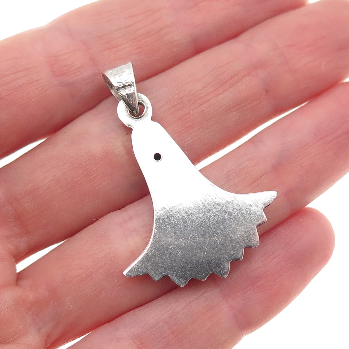 800 Silver Vintage Egyptian Lotus Flower Oxidized Charm Pendant