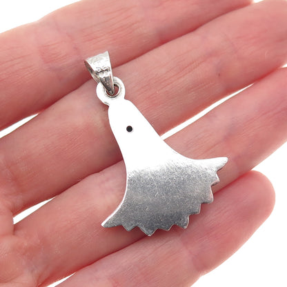 800 Silver Vintage Egyptian Lotus Flower Oxidized Charm Pendant