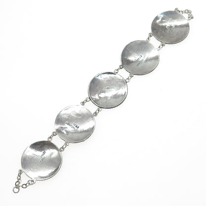 900 Silver Vintage Mosque Allah Muslim Panel Link Bracelet 7" (missing clasp)