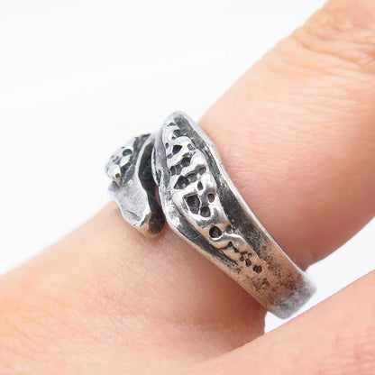 925 Sterling Silver Vintage Overlap Ring Size 8.5