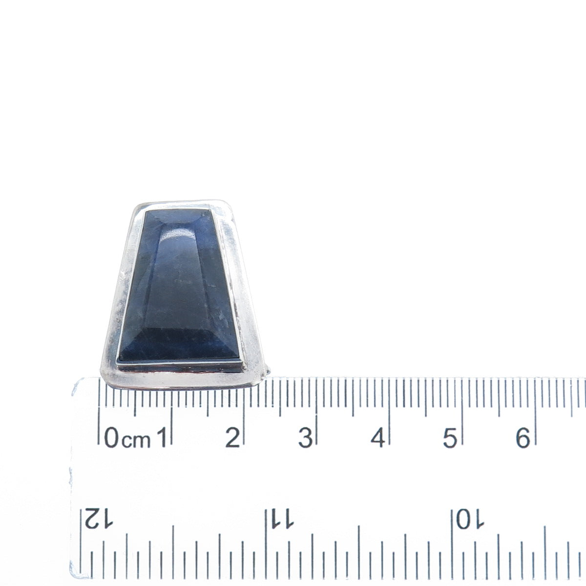 925 Sterling Silver Vintage Real Sodalite Modernist Slide Pendant