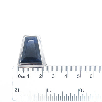 925 Sterling Silver Vintage Real Sodalite Modernist Slide Pendant