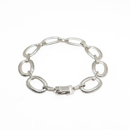 W. E. RICHARDS 925 Sterling Silver Antique Art Deco Oval Link Bracelet 6.25"