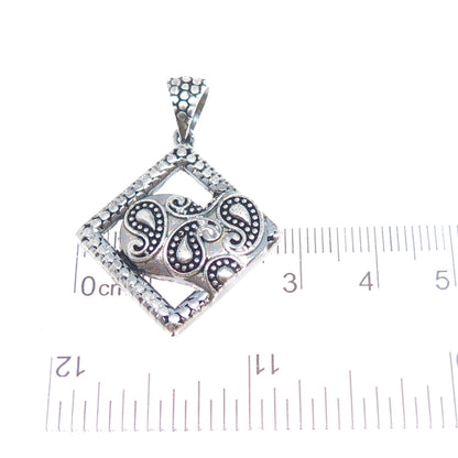 925 Sterling Silver Vintage Dragon Scale Oxidized Charm Pendant
