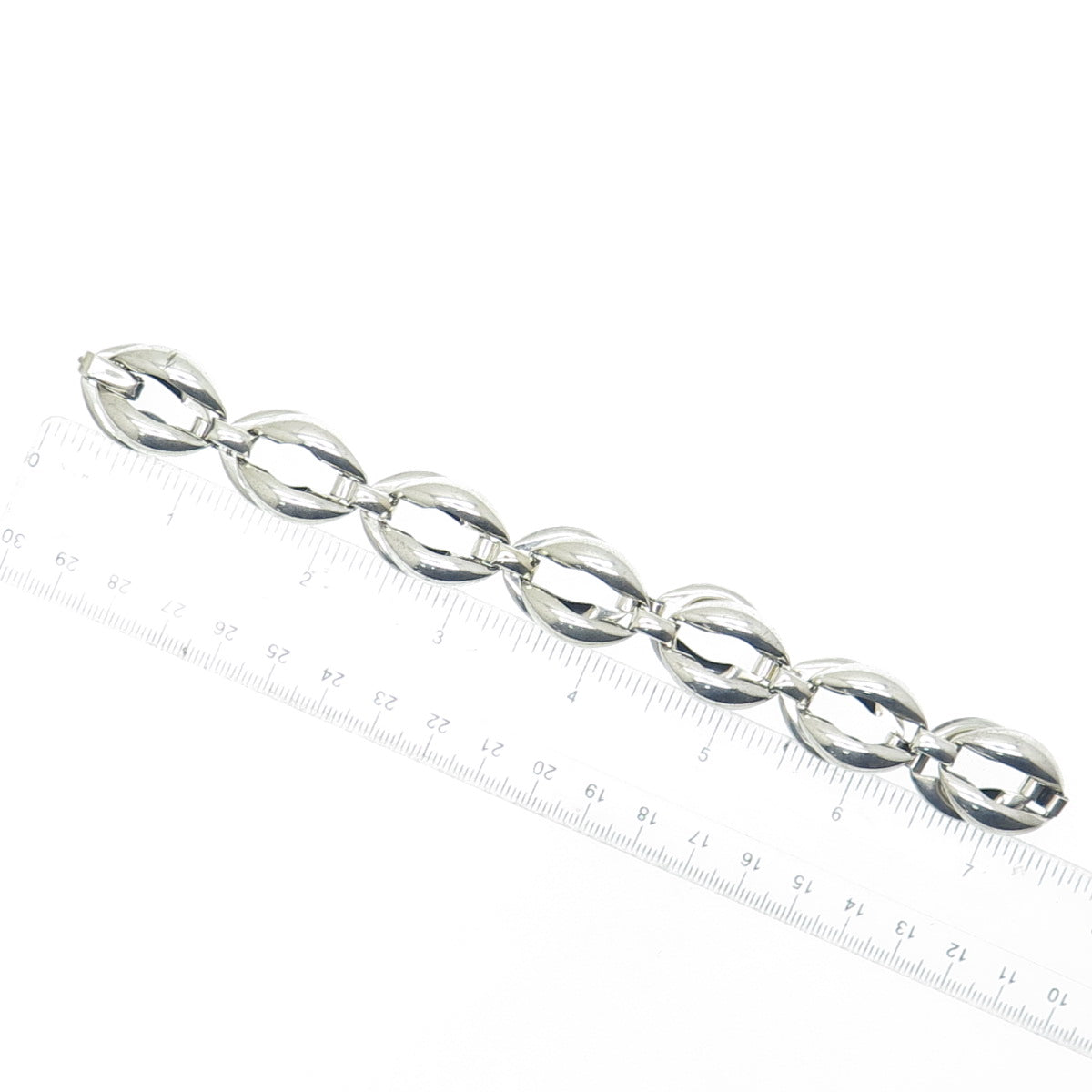 DANECRAFT 925 Sterling Silver Antique Art Deco Coffee Bean Chain Necklace 15"