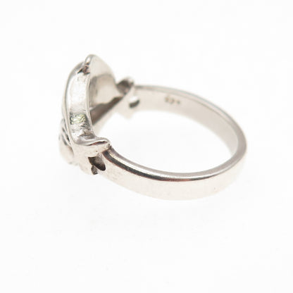 925 Sterling Silver Vintage Dolphin Couple Oxidized Ring Size 5