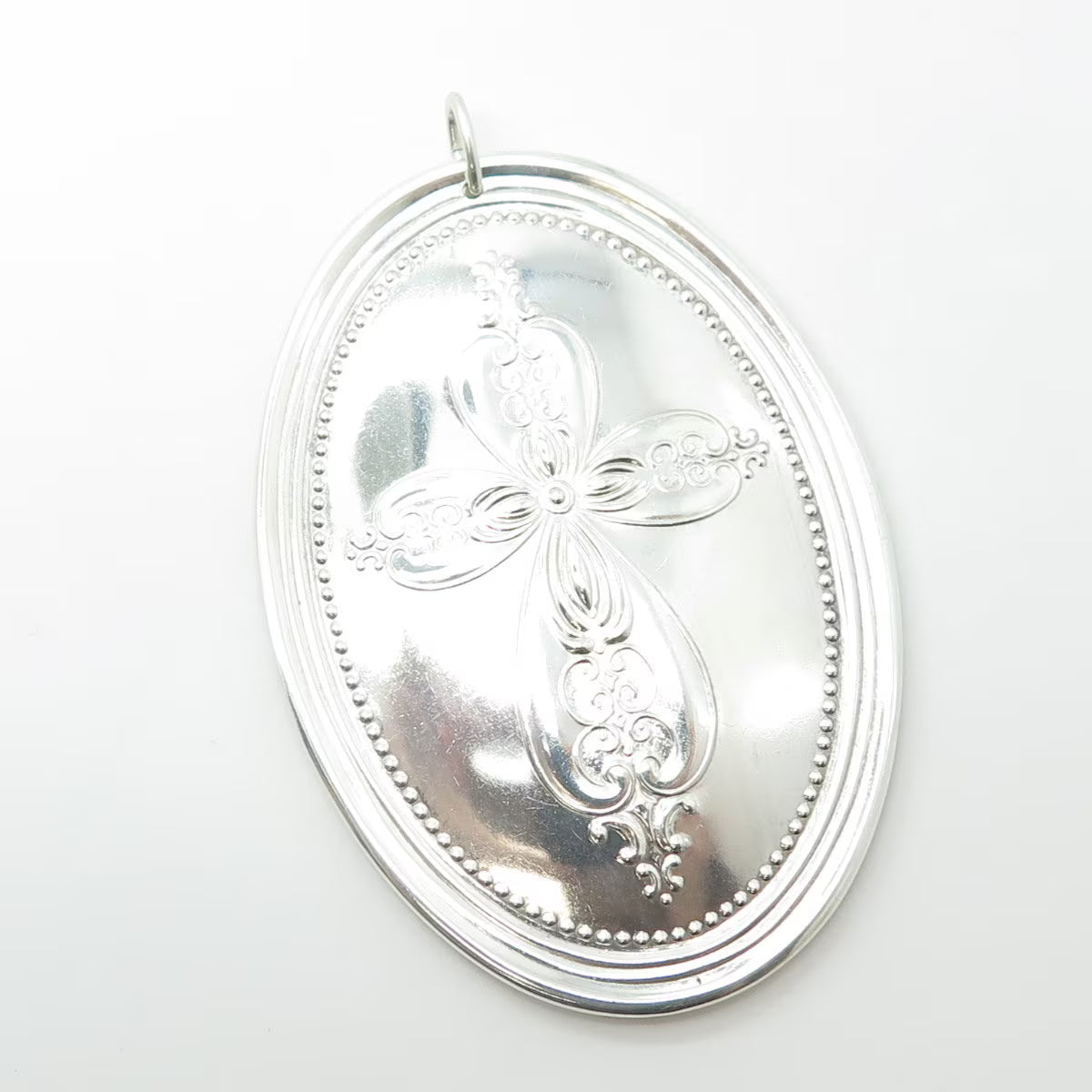 925 Sterling Silver Vintage Towle 1972 Cross / Leaf Birds Ornament