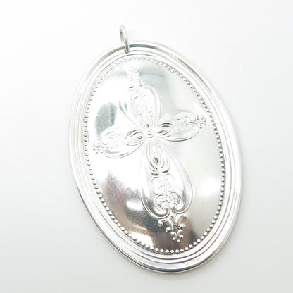 925 Sterling Silver Vintage Towle 1972 Cross / Leaf Birds Ornament