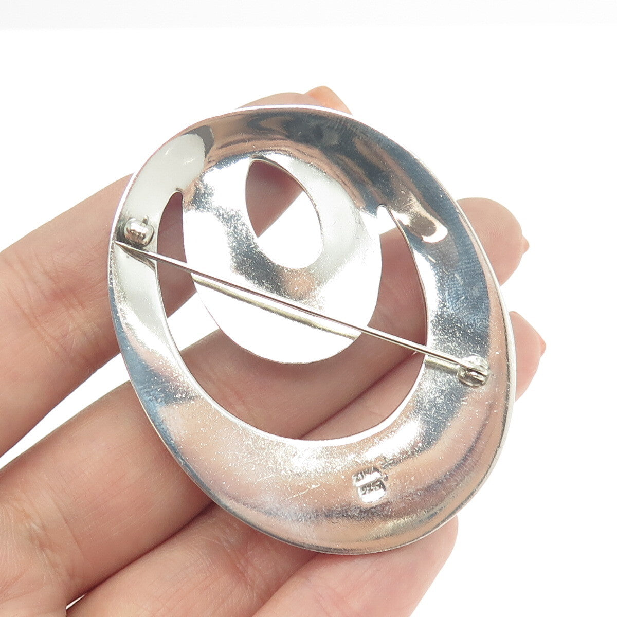 ZINA 925 Sterling Silver Vintage Modernist Twisted Knot Pin Brooch