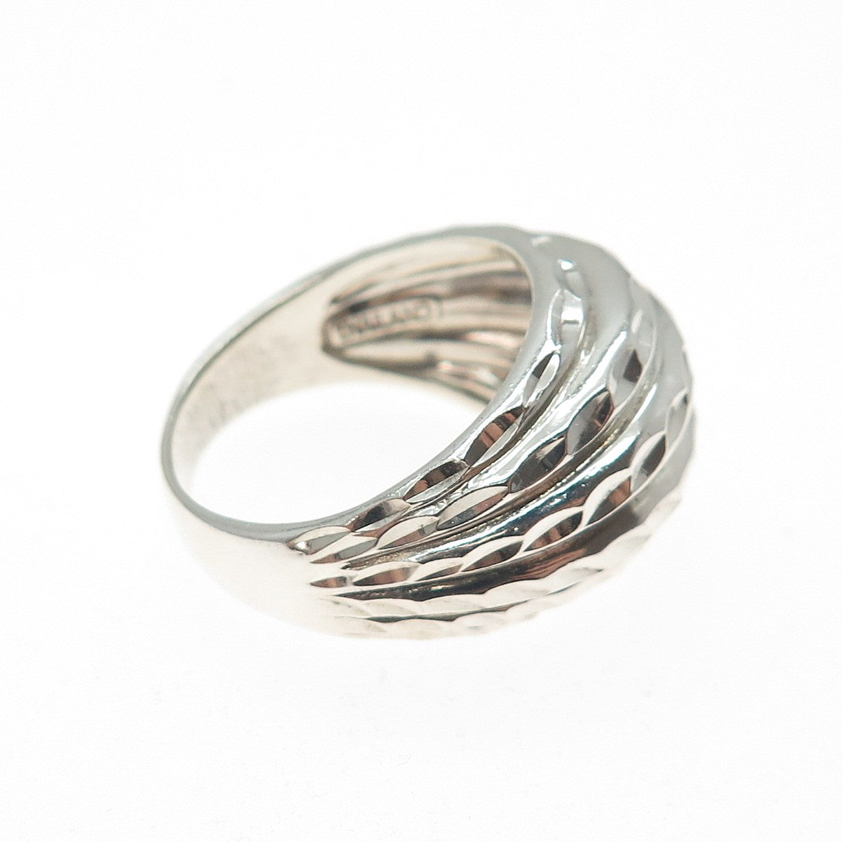 CHAPAL ZENRAY 925 Sterling Silver Vintage Diamond-Cut Dome Ring Size 10.25