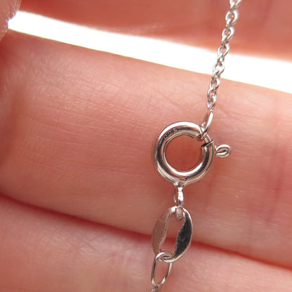 925 Sterling Silver Real Diamond Wavy Pendant Cable Chain Necklace 18"