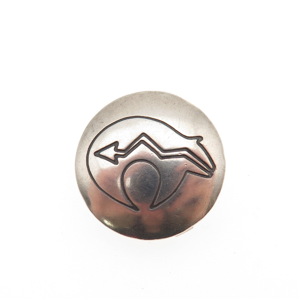 Old Pawn 925 Sterling Silver Vintage Southwestern Native Bear Tribal Clip Button