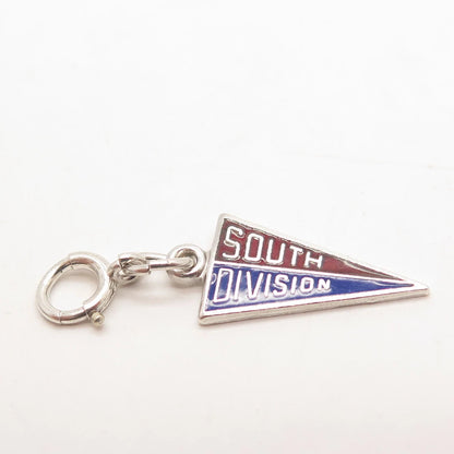 925 Sterling Silver Vintage Kinney Enamel "South Division" Charm Pendant