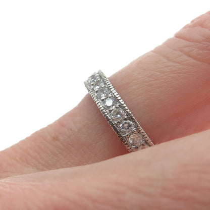 925 Sterling Silver Round-Cut Shaped C Z All Around Eternity Band Ring Size 6