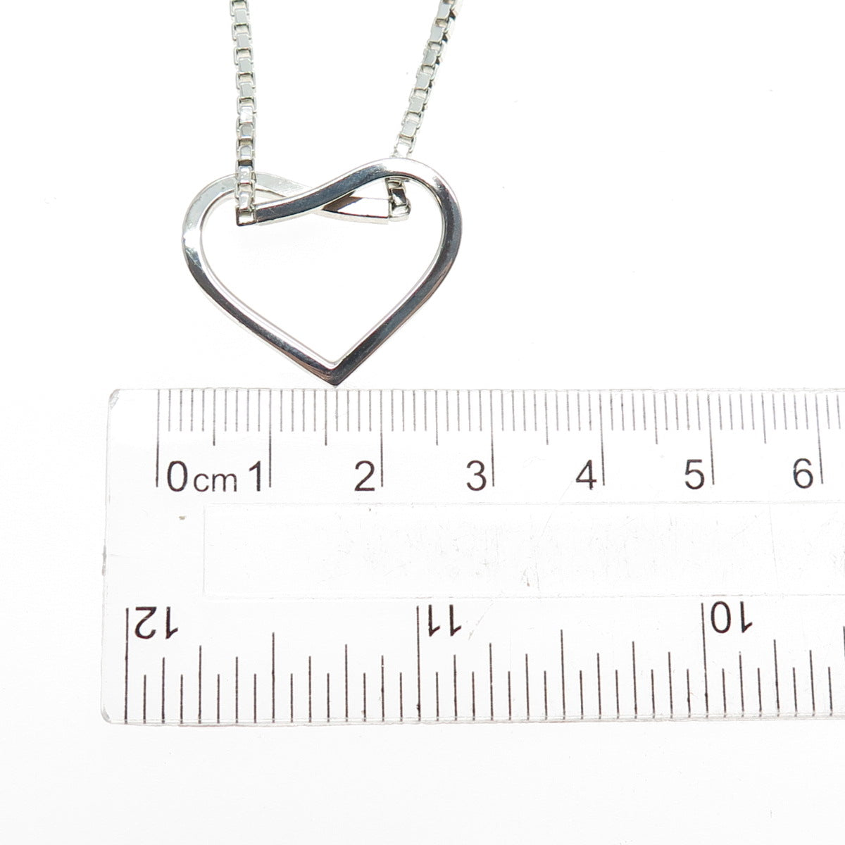 UNOAERRE 925 Sterling Silver Vintage Italy Heart Pendant Box Chain Necklace 14"