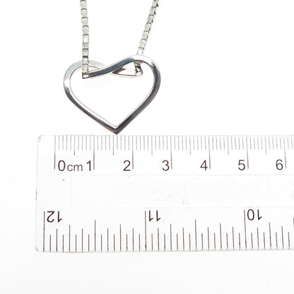 UNOAERRE 925 Sterling Silver Vintage Italy Heart Pendant Box Chain Necklace 14"
