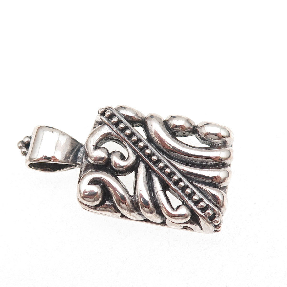 925 Sterling Silver Vintage Mexico Floral Oxidized Pendant