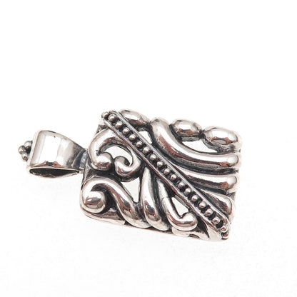 925 Sterling Silver Vintage Mexico Floral Oxidized Pendant