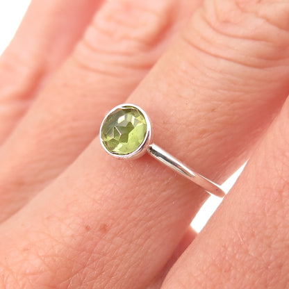 Pandora 925 Sterling Silver Real Peridot August Birthstone Droplet Ring Size 6