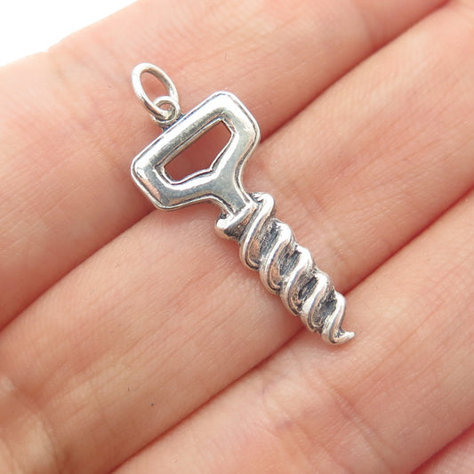 UNCAS 925 Sterling Silver Vintage Corkscrew Minimalist Charm Pendant