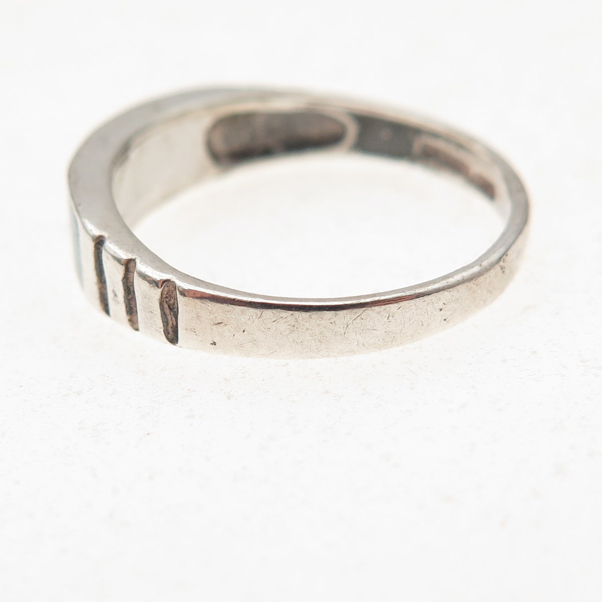 Old Pawn 925 Sterling Silver Vintage Southwestern Turquoise Inlay Ring Size 7