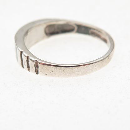 Old Pawn 925 Sterling Silver Vintage Southwestern Turquoise Inlay Ring Size 7