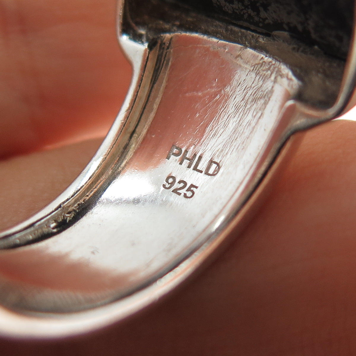 PHLD PlayHardLookDope 925 Sterling Silver Real Black Obsidian Ring Size 11.75