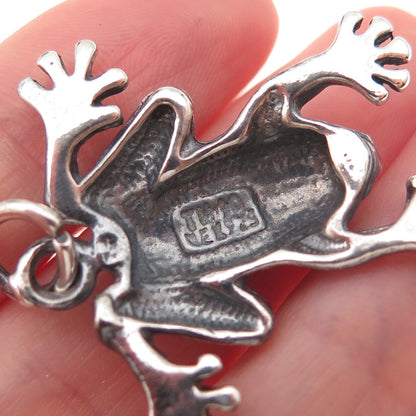 925 Sterling Silver Vintage Mexico Frog Good Luck Oxidized Charm Pendant