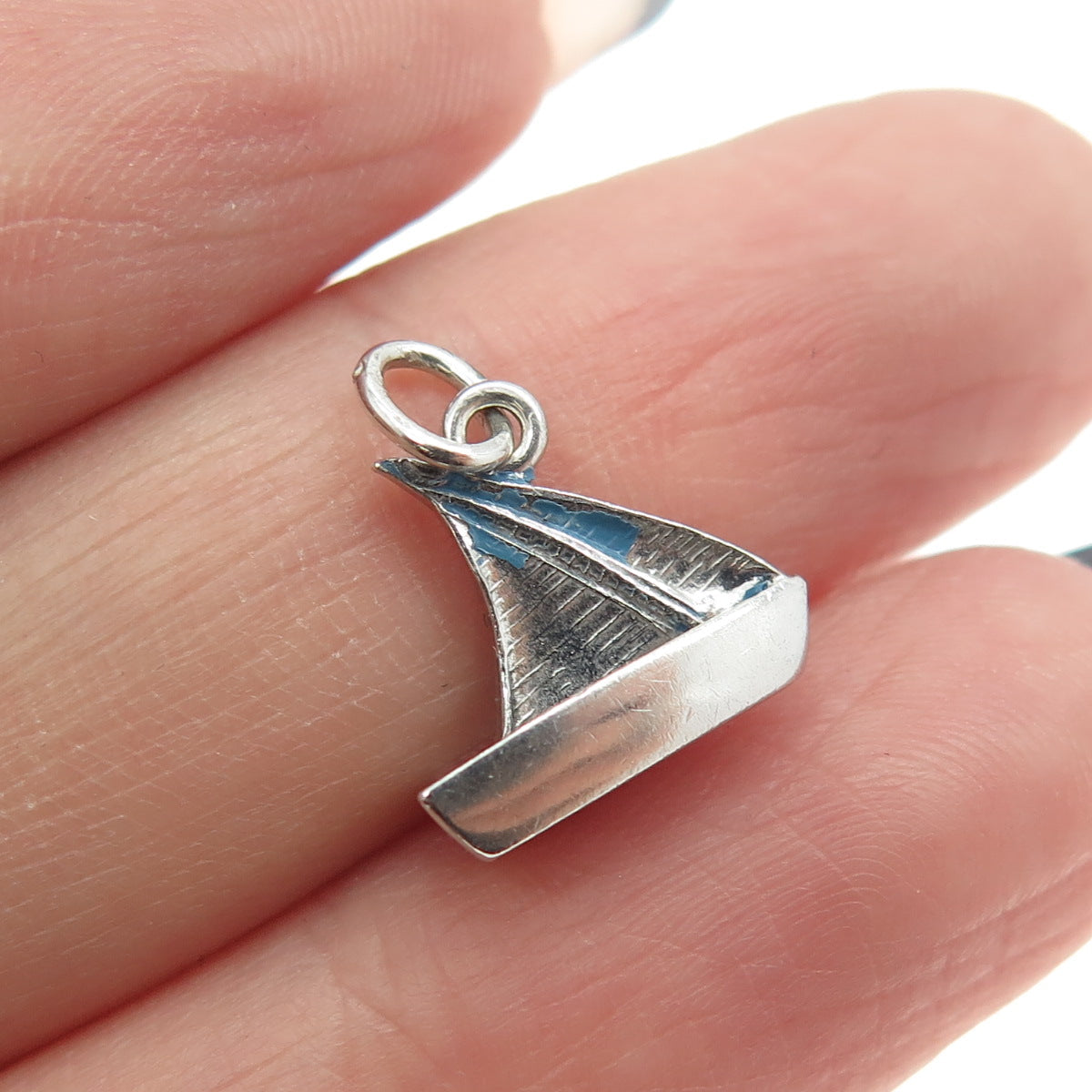 925 Sterling Silver Antique Art Deco Sailboat Charm Pendant