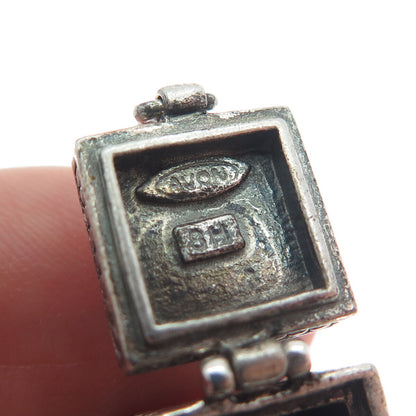 AVON 925 Sterling Silver Vintage Oxidized Minimalist Pill Box Charm Pendant