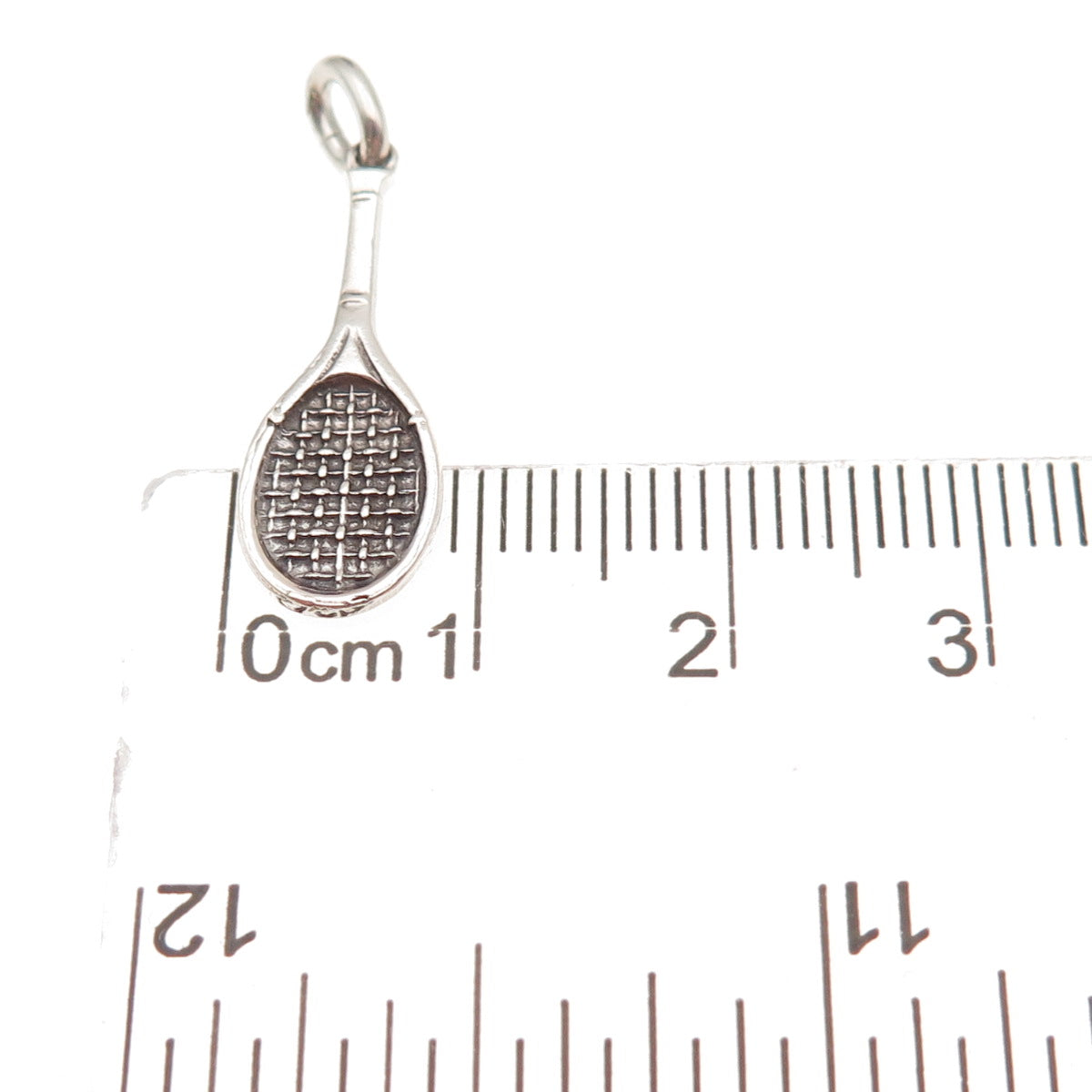 925 Sterling Silver Vintage Tennis Racket Oxidized Charm Pendant