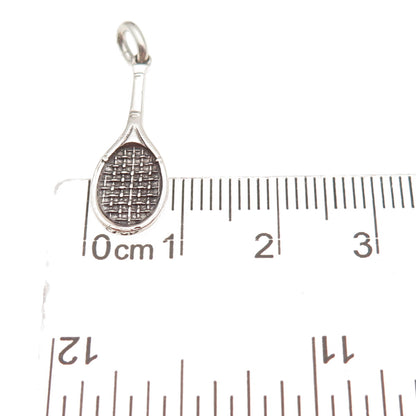 925 Sterling Silver Vintage Tennis Racket Oxidized Charm Pendant