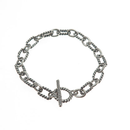 925 Sterling Silver Vintage Cable Link Oxidized Bracelet 7.25"