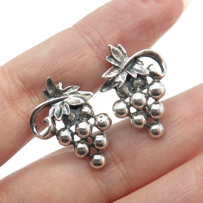 925 Sterling Silver Antique Art Deco Bunch of Grapes Screw Back Earrings