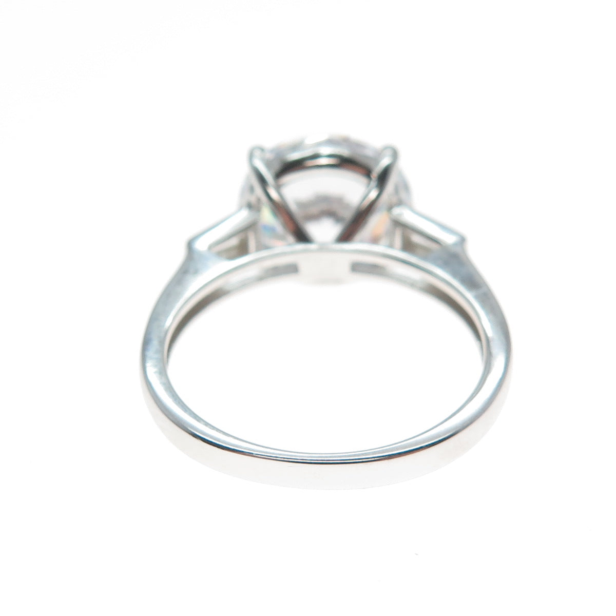 DSMK 925 Sterling Silver Round & Tapered Baguette-Cut C Z Engagement Ring Size 8