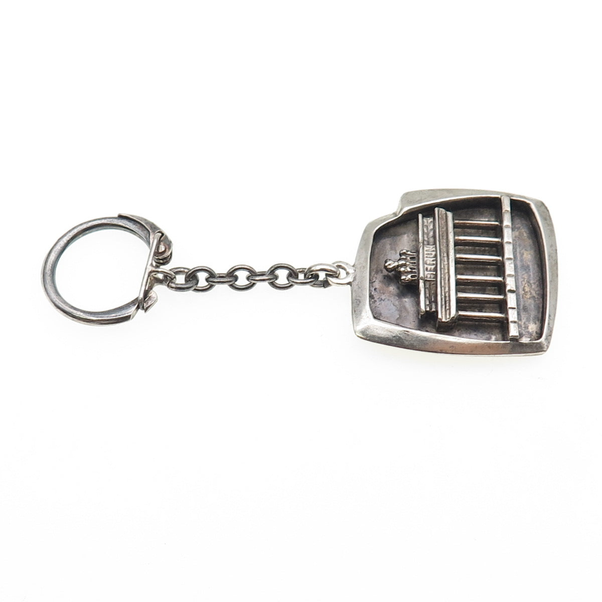 835 Silver Vintage Brandenburg Gate Berlin Oxidized Key Fob Ring Holder