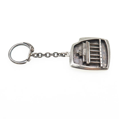 835 Silver Vintage Brandenburg Gate Berlin Oxidized Key Fob Ring Holder