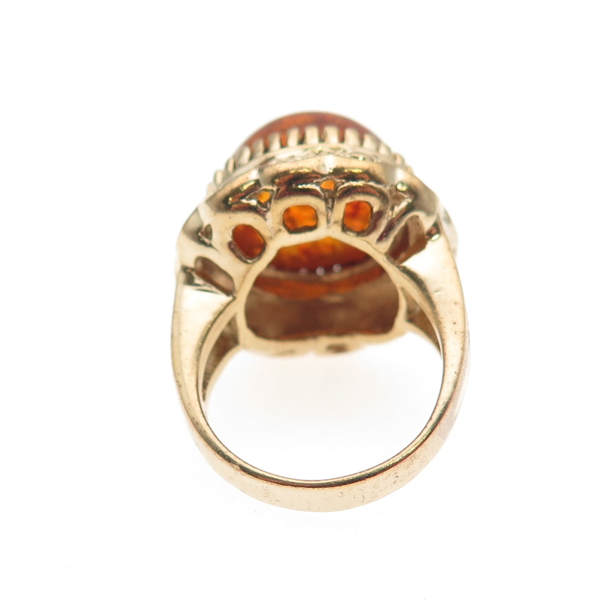 M.R.F. RESOURCES 925 Sterling Silver Gold Plated Vintage Real Amber Ring Size 5