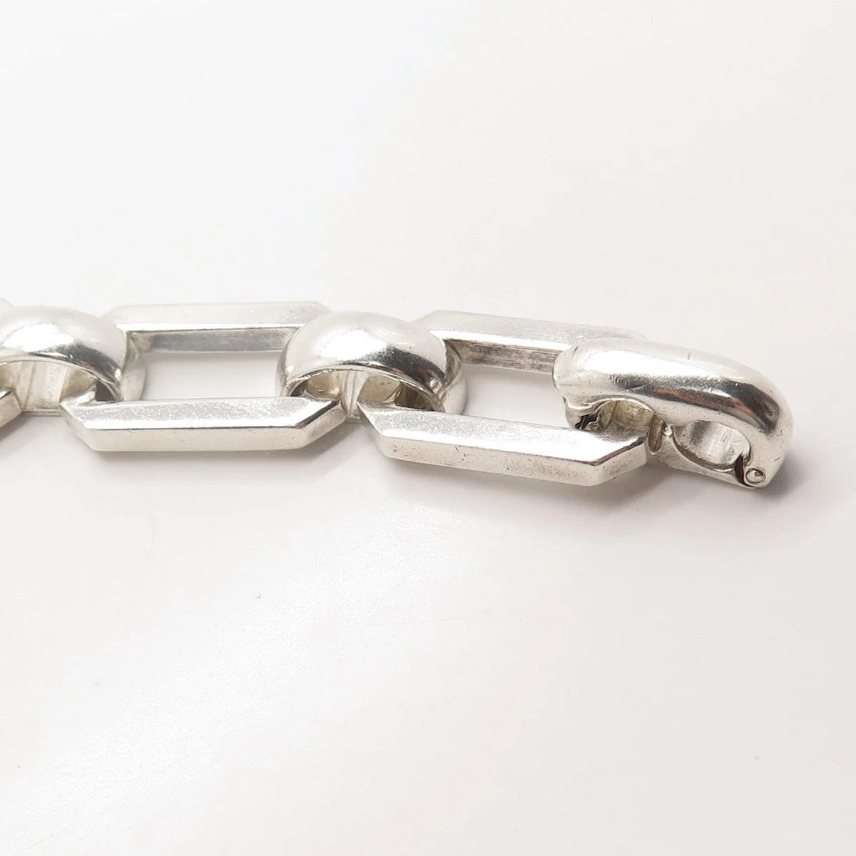 925 Sterling Silver Vintage Modernist Link Bracelet 6.25"