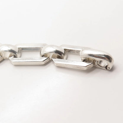 925 Sterling Silver Vintage Modernist Link Bracelet 6.25"