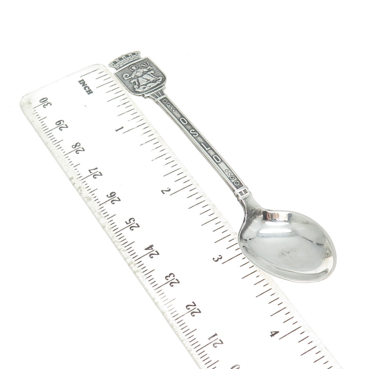 DAVID ANDERSEN 830S Silver Antique Norway Oslo States & Cities Coffee Spoon