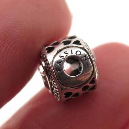 Pandora 925 Sterling Silver C Z Essence Passion Heart Slide Bead Charm