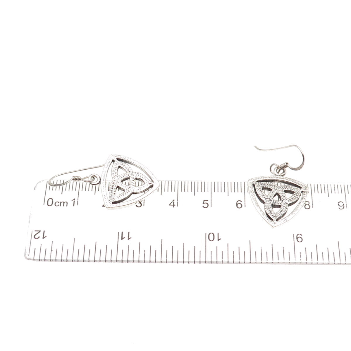 925 Sterling Silver Vintage Celtic Trinity Dangle Earrings