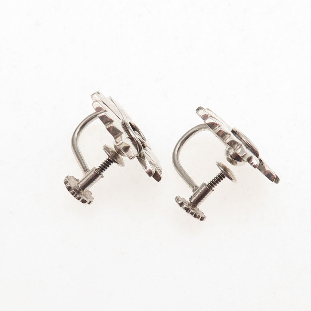 Georg Jensen 925 Sterling Silver Vintage Denmark Floral Screw Back Earrings #102