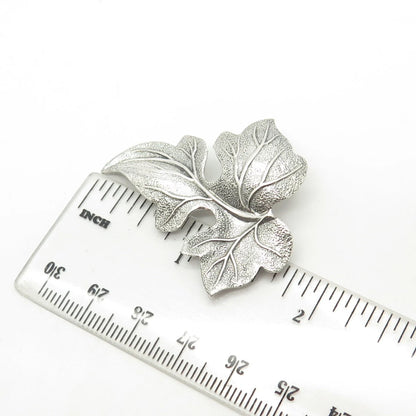925 Sterling Silver Antique Art Deco Beau Textured Maple Leaf Pin Brooch