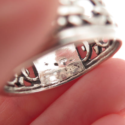 925 Sterling Silver Vintage Chain Link Oxidized Band Ring Size 12.25